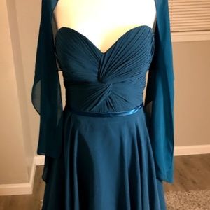 Teal Sweetheart Chiffon Asymmetrical Prom Dress